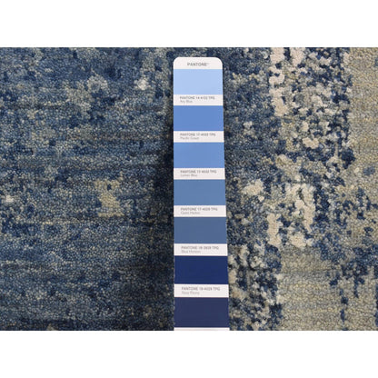 Modern and Contemporary Wool & Pure Silk Hand Knotted Rug Blue No Border 8.1X8.1 -O087356