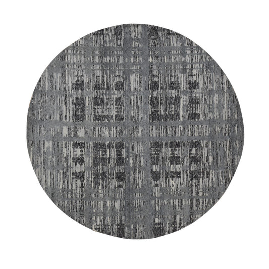 Modern and Contemporary Wool Hand Knotted Rug Grey No Border 8.1X8.1 -O087357
