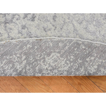 Transitional Wool & Silk Hand Loomed Rug Grey No Border 7.9X7.9 -O087359