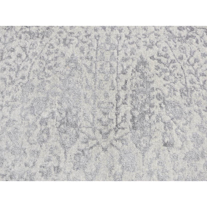 Transitional Wool & Silk Hand Loomed Rug Grey No Border 7.9X7.9 -O087359