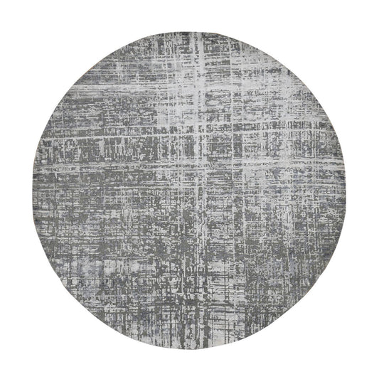 Modern and Contemporary Wool & Silk Hand Knotted Rug Grey No Border 8.2X8.2 -O087361