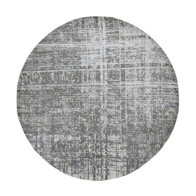 Modern and Contemporary Wool & Silk Hand Knotted Rug Grey No Border 8.2X8.2 -O087361