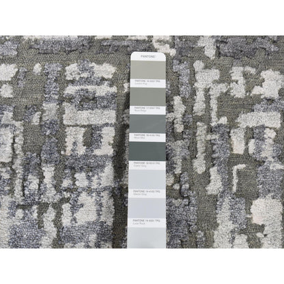 Modern and Contemporary Wool & Silk Hand Knotted Rug Grey No Border 8.2X8.2 -O087361