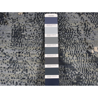 Modern and Contemporary Wool & Silk Hand Knotted Rug Blue No Border 8.1X8.1 -O087362