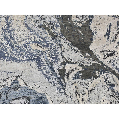 Modern and Contemporary Wool & Silk Hand Knotted Rug Blue No Border 8.1X8.1 -O087362
