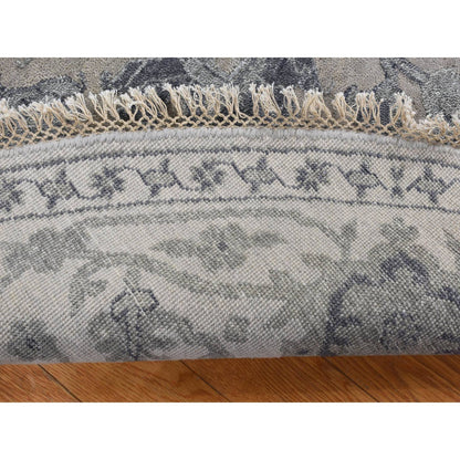 Heriz Wool & Silk Hand Knotted Rug Grey Gray 8.1X8.1 -O087366