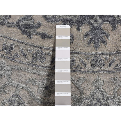 Heriz Wool & Silk Hand Knotted Rug Grey Gray 8.1X8.1 -O087366