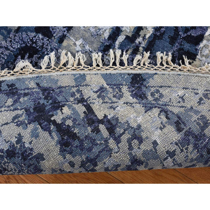 Transitional Wool & Silk Hand Knotted Rug Blue No Border 7.10X7.10 -O087367