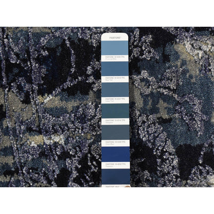 Transitional Wool & Silk Hand Knotted Rug Blue No Border 7.10X7.10 -O087367