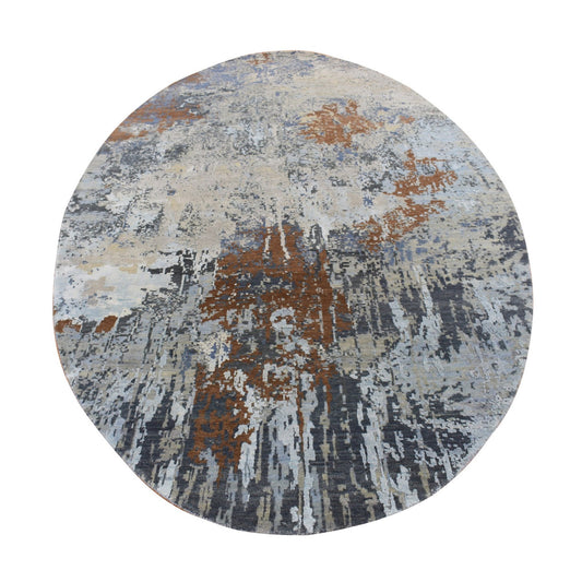 Modern and Contemporary Wool & Silk Hand Knotted Rug Brown No Border 6.0X9.0 -O087370