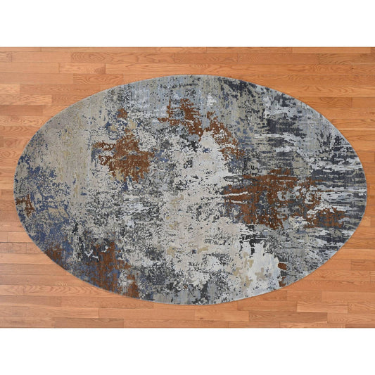 Modern and Contemporary Wool & Silk Hand Knotted Rug Brown No Border 6.0X9.0 -O087370