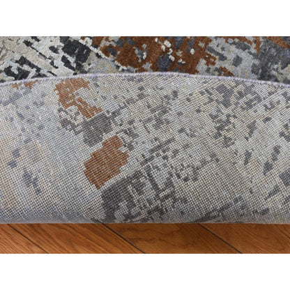 Modern and Contemporary Wool & Silk Hand Knotted Rug Brown No Border 6.0X9.0 -O087370