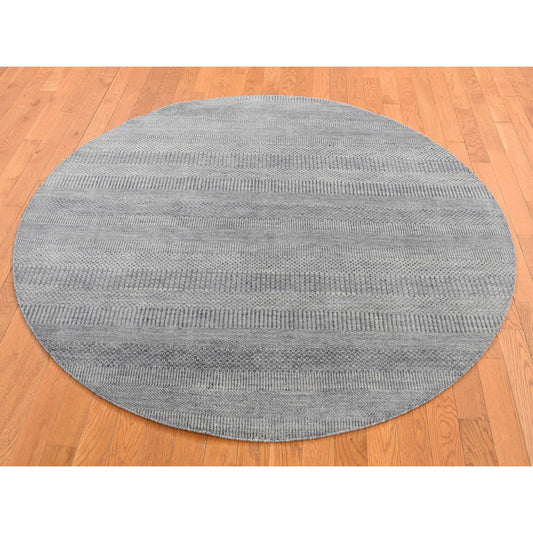 Modern and Contemporary Wool & Silk Hand Knotted Rug Grey No Border 5.10X5.10 -O087371
