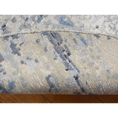 Modern and Contemporary Wool & Silk Hand Knotted Rug Blue No Border 6.0X6.0 -O087374