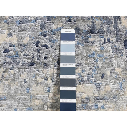 Modern and Contemporary Wool & Silk Hand Knotted Rug Blue No Border 6.0X6.0 -O087374