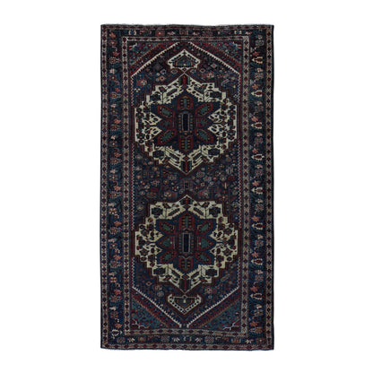 Overdyed & Vintage Wool Hand Knotted Rug Blue Blue 5.2X9.9 -O087375