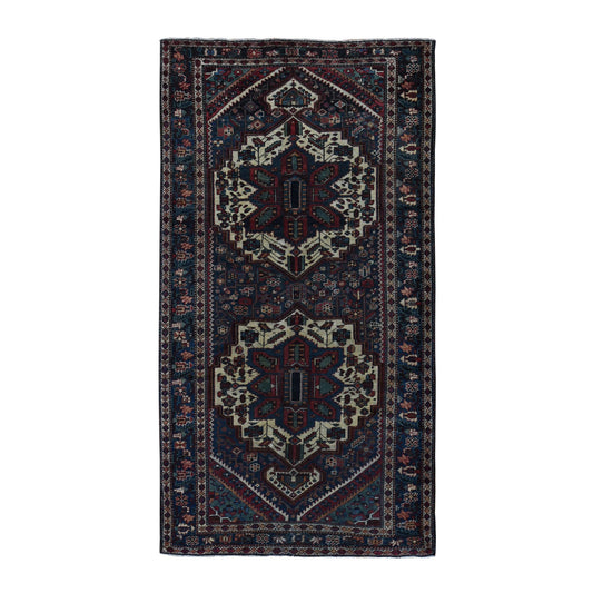 Overdyed & Vintage Wool Hand Knotted Rug Blue Blue 5.2X9.9 -O087375