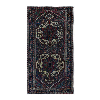 Overdyed & Vintage Wool Hand Knotted Rug Blue Blue 5.2X9.9 -O087375