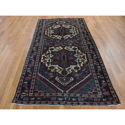 Overdyed & Vintage Wool Hand Knotted Rug Blue Blue 5.2X9.9 -O087375