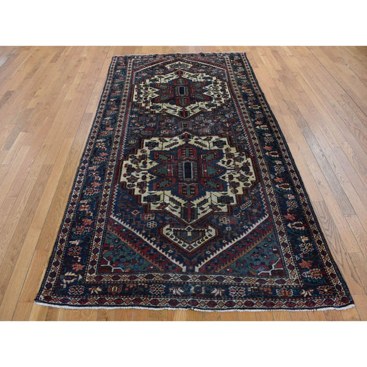 Overdyed & Vintage Wool Hand Knotted Rug Blue Blue 5.2X9.9 -O087375