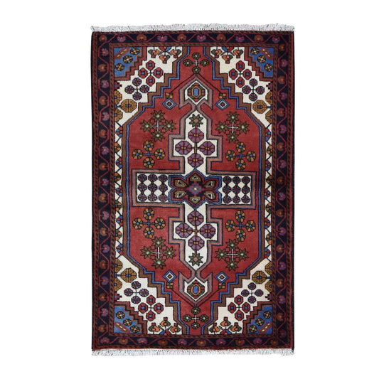 Tribal & Geometric Wool Hand Knotted Rug Red Millennium Blue 3.5X5.3 -O087379