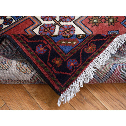 Tribal & Geometric Wool Hand Knotted Rug Red Millennium Blue 3.5X5.3 -O087379