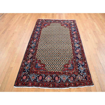 Persian Wool Hand Knotted Rug Brown Blue 4.4X7.9 -O087384