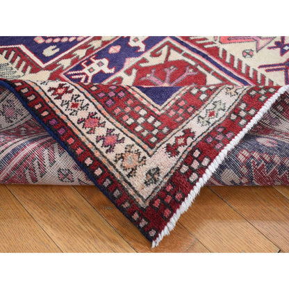 Persian Wool Hand Knotted Rug Blue Ivory 3.8X10.0 -O087386