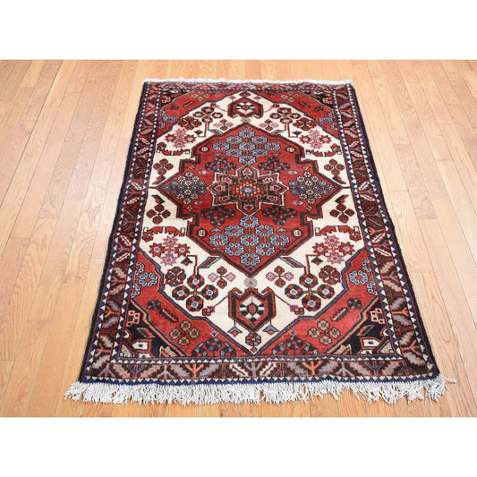 Persian Wool Hand Knotted Rug Red Black 3.8X5.0 -O087393
