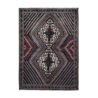 Persian Wool Hand Knotted Rug Blue Red 4.1X5.9 -O087399