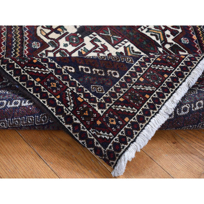 Persian Wool Hand Knotted Rug Blue Red 4.1X5.9 -O087399