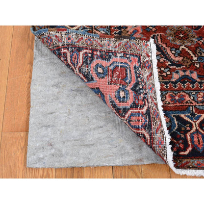 Antique Wool Hand Knotted Rug Red Blue 7.3X9.7 -O087401