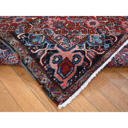 Antique Wool Hand Knotted Rug Red Blue 7.3X9.7 -O087401