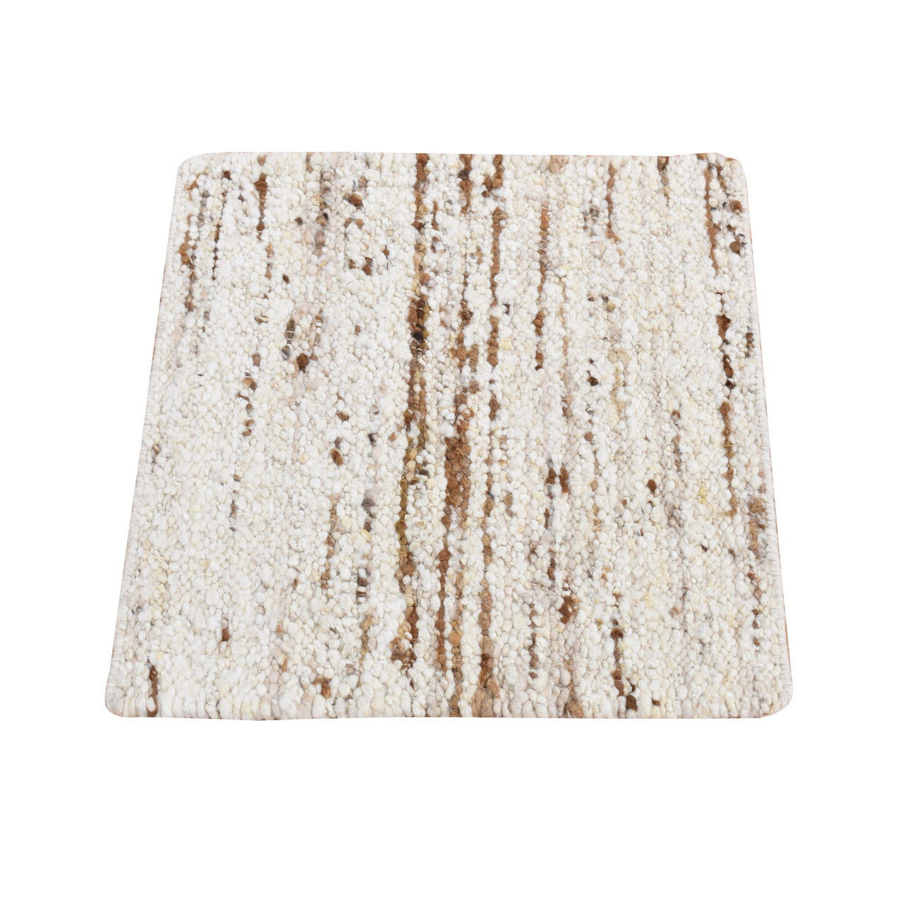 Ivory 1'8" x 1'8" Modern and Contemporary Hand knotted Wool Rug - Sku: O087408