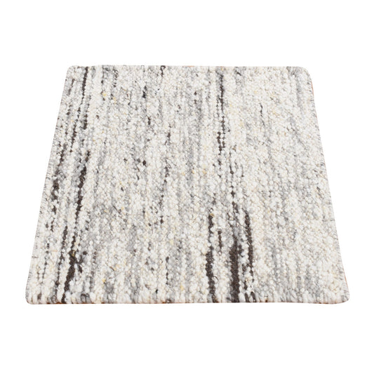Modern and Contemporary Wool Hand Knotted Rug Ivory No Border 1.10X1.10 -O087409