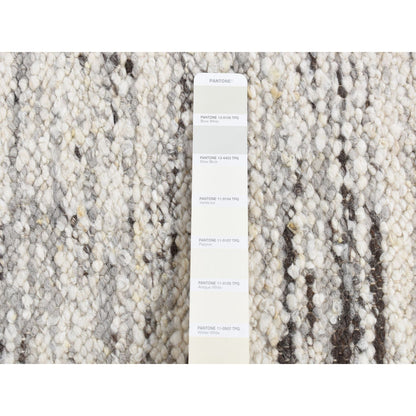 Modern and Contemporary Wool Hand Knotted Rug Ivory No Border 1.10X1.10 -O087409