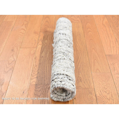 Modern and Contemporary Wool Hand Knotted Rug Ivory No Border 1.10X1.10 -O087409