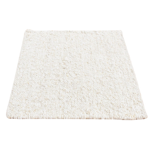 Modern and Contemporary Wool Hand Knotted Rug Ivory No Border 1.10X1.10 -O087410