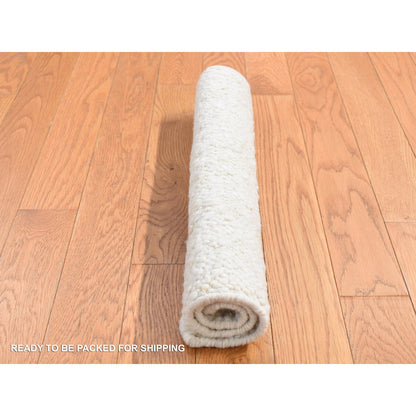 Modern and Contemporary Wool Hand Knotted Rug Ivory No Border 1.10X1.10 -O087410