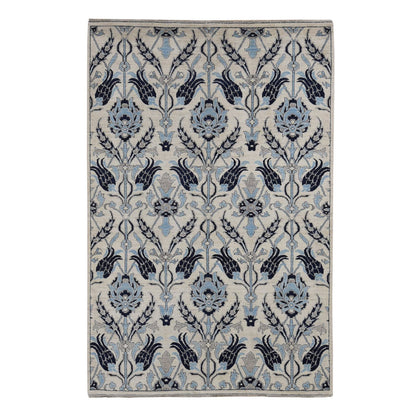 Oushak And Peshawar Wool Hand Knotted Rug Ivory No Border 6.0X9.1 -O087425