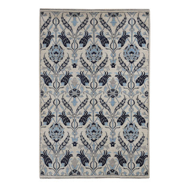 Oushak And Peshawar Wool Hand Knotted Rug Ivory No Border 6.0X9.1 -O087425