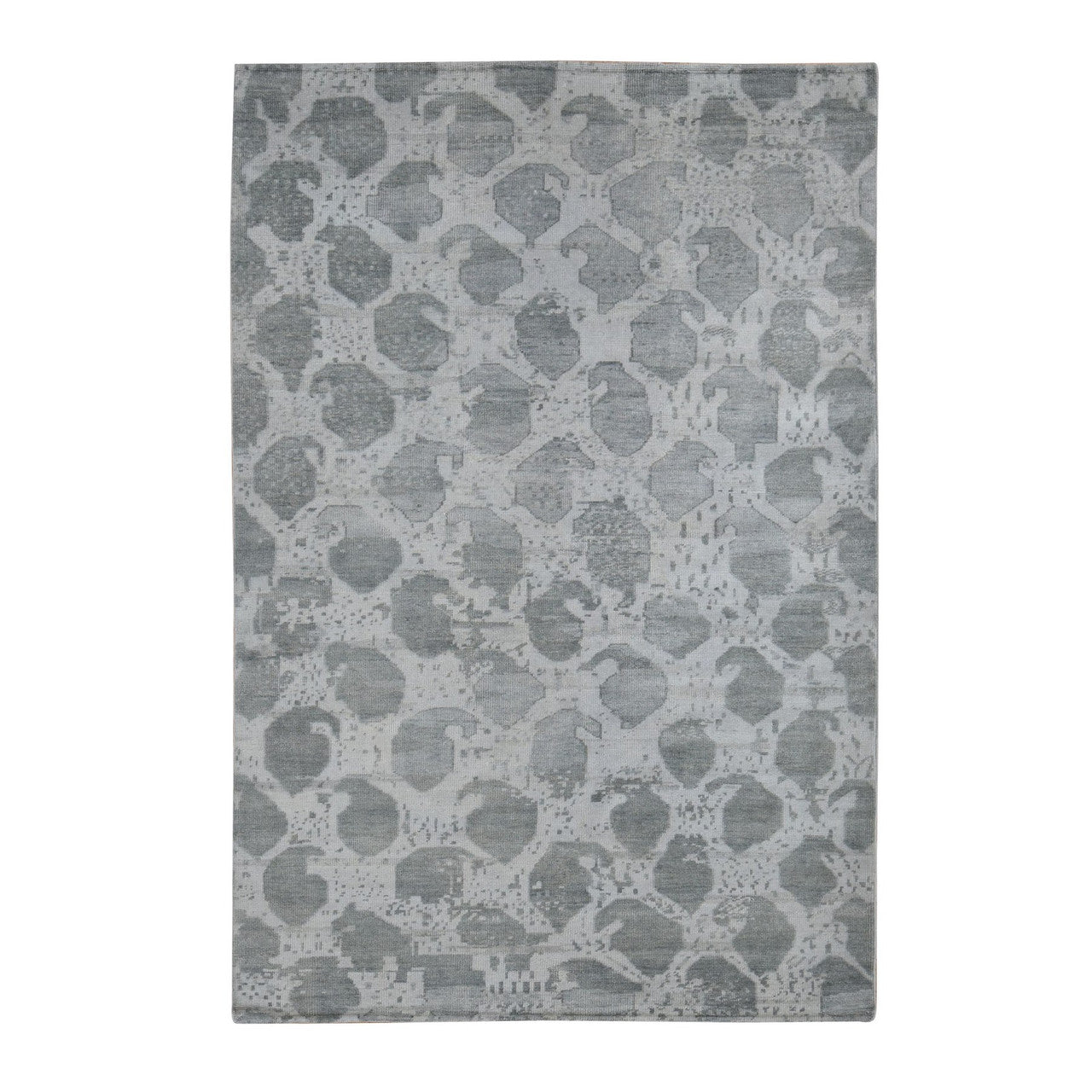 Gray 5'10" x 9'0" Oushak And Peshawar Hand knotted Wool Rug - Sku: O087427