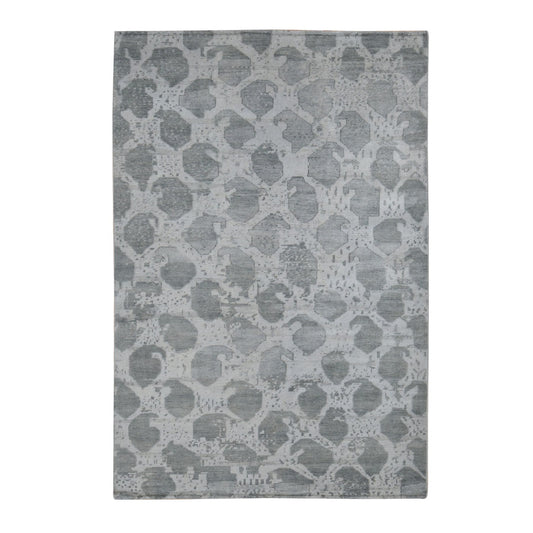 Oushak And Peshawar Wool Hand Knotted Rug Grey No Border 5.10X9.0 -O087427