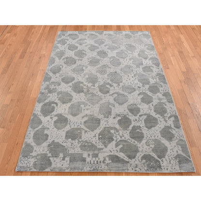 Oushak And Peshawar Wool Hand Knotted Rug Grey No Border 5.10X9.0 -O087427