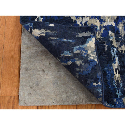 Modern and Contemporary Wool & Silk Hand Knotted Rug Blue No Border 6.0X9.1 -O087428