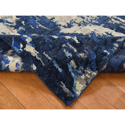Modern and Contemporary Wool & Silk Hand Knotted Rug Blue No Border 6.0X9.1 -O087428