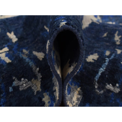 Modern and Contemporary Wool & Silk Hand Knotted Rug Blue No Border 6.0X9.1 -O087428