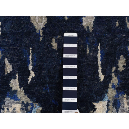Modern and Contemporary Wool & Silk Hand Knotted Rug Blue No Border 6.0X9.1 -O087428