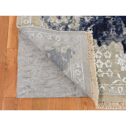 Transitional Wool & Silk Hand Knotted Rug Blue No Border 6.0X8.10 -O087431