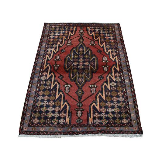 Persian Wool Hand Knotted Rug Red Blue 3.5X5.0 -O087432